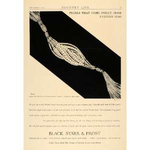  1927 Ad Black Starr Frost Jewelers Pearls Silk Cords 