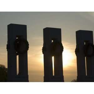  World War II Memorial at Sunset, Washington D.C., USA 