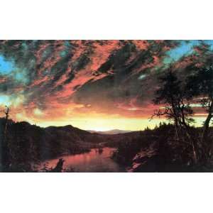  Secluded landscape in the sunset by Frederick Edwin Church 