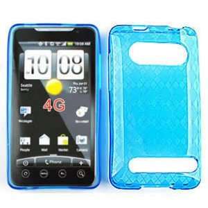  HTC EVO PU Skin, Transparent Dark Blue Jelly Silicon Case 