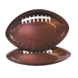 32PC FOOTBALL SHAPED PARTY PLATES & NAPKIN LOT Game Day Football 