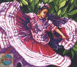 Cross Stitch Kit Spanish Flamenco Dancer Colorful Dress  