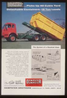 1959 Dempster Dumpster trash garbage truck photo ad  