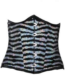   waspie black silver sequinned animal print design sequins are sewn by