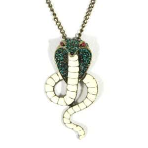 King Cobra Necklace Egyptian Pharaoh Snake Serpent Emerald Green 