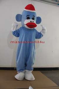   Sock Monkey Mascot Costume Fancy Dress Cartoon Suit Adult SIZE  