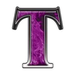  Reflective Letter T with Inferno Purple Flames   16 h 