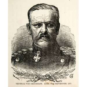  1871 Wood Engraving General Von Gersdorff Franco Prussian 