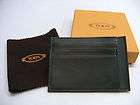 New Tods Green Leather Credit Card Holder Wallet 3 x 4.5 inches Z 