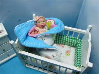 Ooak Mini Clay Baby Girl Art Doll Newborn Sculpt Awake Poseable 