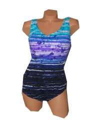 Delta Burke Swimwear PLUS SIZE Rainbow Splatter Tank Style Swimsuit