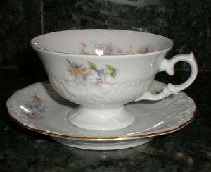 Walbrzych China Vintage Cup & Saucer Rose Crest Pattern Made in 