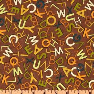  44 Wide Animal Alphabet Flash Card Letters Brown Fabric 