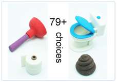 WACKY erasers collectible rubber PUZZLE eraser toilet  
