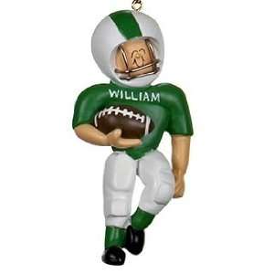  Personalized Football Player   Green Christmas Ornament 