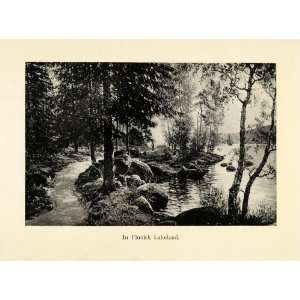  1918 Print Finnish Lake Land Landscape Finland Scandinavia 