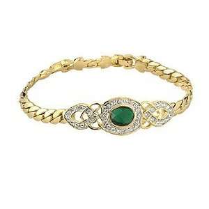  Gold Plated Crystal Big Stone Bracelet Emerald   Made in 