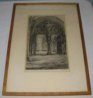 LOGAN LISTED VEZELAY ABBEY CATHEDRAL FRANCE ETCHING  