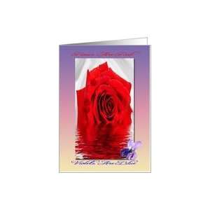  Valentine, red rose, violet flower, hearts Card Health 