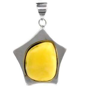   Amber and Sterling Silver Star Pendant Ian and Valeri Co. Jewelry