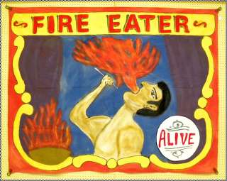 THE FIRE EATER Original Vintage Sideshow Banner, Carnival, Circus on 