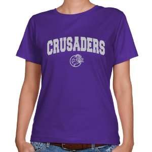 Holy Cross Crusaders Ladies Purple Logo Arch Classic Fit T shirt