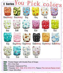 10 colorful baby AIO Cloth Diapers NAPPIES + 10 inserts  