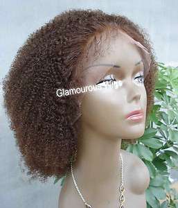   Front 100% Indian Remy Human Hair Afro Curl Wig 12 Curly Ajae  