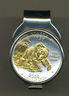 Gold/Silver Alaska State Qtr.(Spring Loaded)Money Clip  