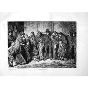  1869 SCENE HOMELESS HUNGRY PEOPLE FAMILIES OLD PRINT