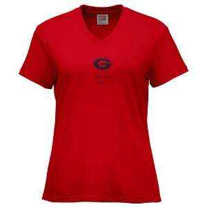  Nike Georgia Bulldogs Red Ladies Classic Logo T shirt 