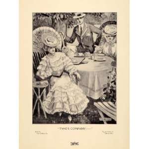 1907 Print Victorian Costume Tea Parasol F. Hardy Alfresco Sketch 