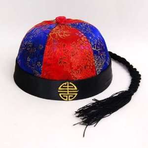  Chinese Peking Opera Qing Dynasty Hat Cap Red Blue Toys 