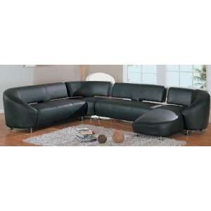  553 Black Leather Sectional Sofa Color #0185 Edison 