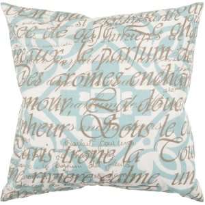18 Sea Blue and Raw Umber Pattern with French Text Decorative Throw 