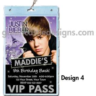   Bieber Invitations * Birthday Party Invites VIP Pass Favors *  