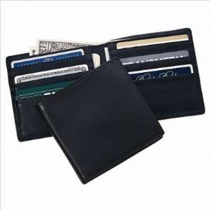   Leather 106 5 Hipster Wallet Color Black with Ocean Blue Interior