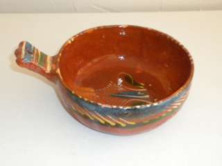 Vintage Tlaquepaque Mexican Pottery Pan Dish Clay Terra Cotta Blue 