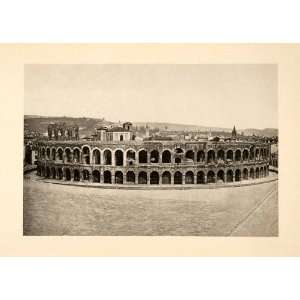1902 Photogravure Verona Italy Arena Roman Amphitheater Facade Archway 