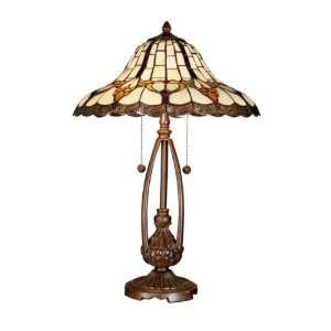   TT101374 Esterlund Table Lamp, Antique Bronze and Art Glass Shade