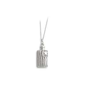  Silver Antiqued Flag 18 Necklace Jewelry