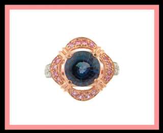 14K Rose Gold Alexandrite, Sapphire & Diamond Ring  