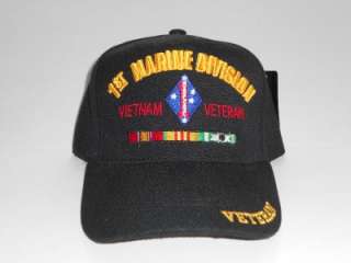 1ST Marine Division Vietnam Veteran Black Cap/Hat NWT  