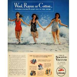   Girls Waves Ocean Swimsuits Fabric   Original Print Ad