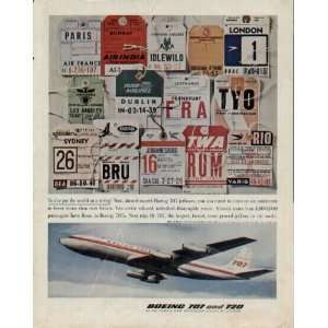   world on a string  1960 Boeing 707 and 720 Jet Liners ad, A1121