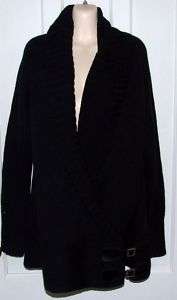 Victoria Secret Black Leather Buckle Wrap Sweater  