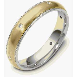  4.5mm 18 Karat Two Tone Gold Diamond Band, 0.09 TCW   8 