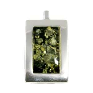   Silver Green Amber Pendant   Green Amber Amulet Pendant Jewelry
