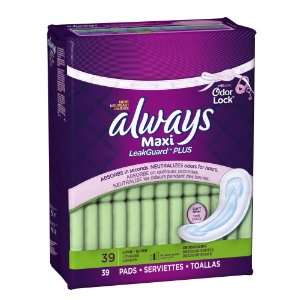 Always Maxi LeakGuard Plus Odor Lock Long/Super without Wings, Lightly 