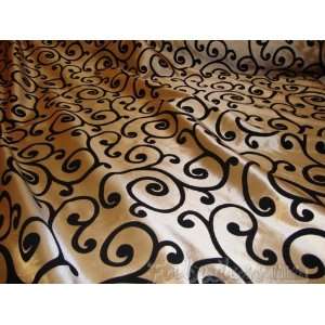  Black Flocking Swirl Gold Taffeta Fabric Per Yard Arts 
